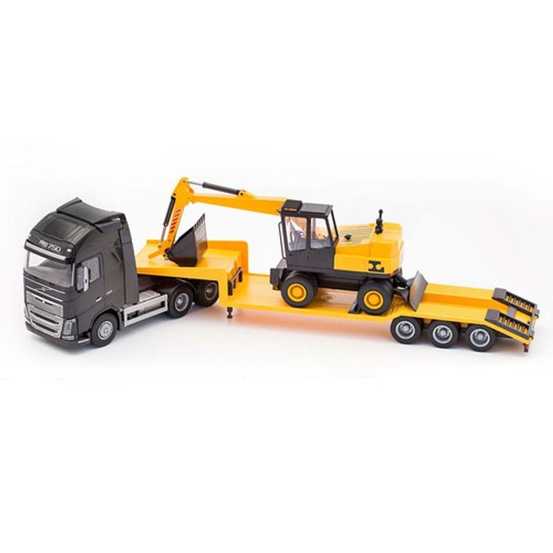 EMEK LASTEBIL VOLVO FH16 750 SORT TREKKVOGN  MED MASKINSEMI OG G