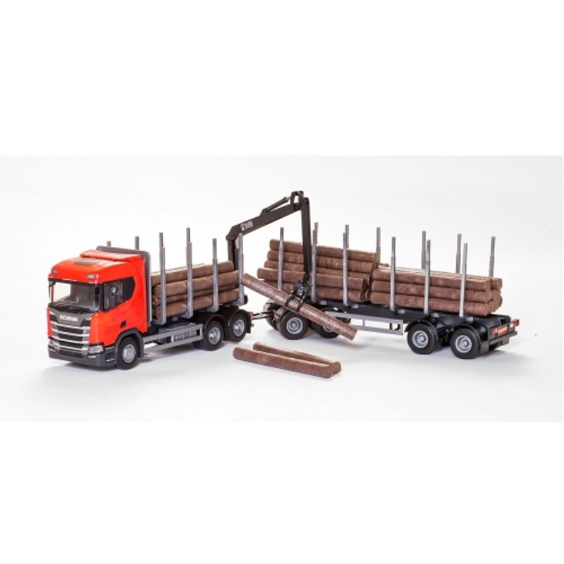 EMEK LASTEBIL SCANIA R450 TØMMERBIL MED KRAN,RØD1:25