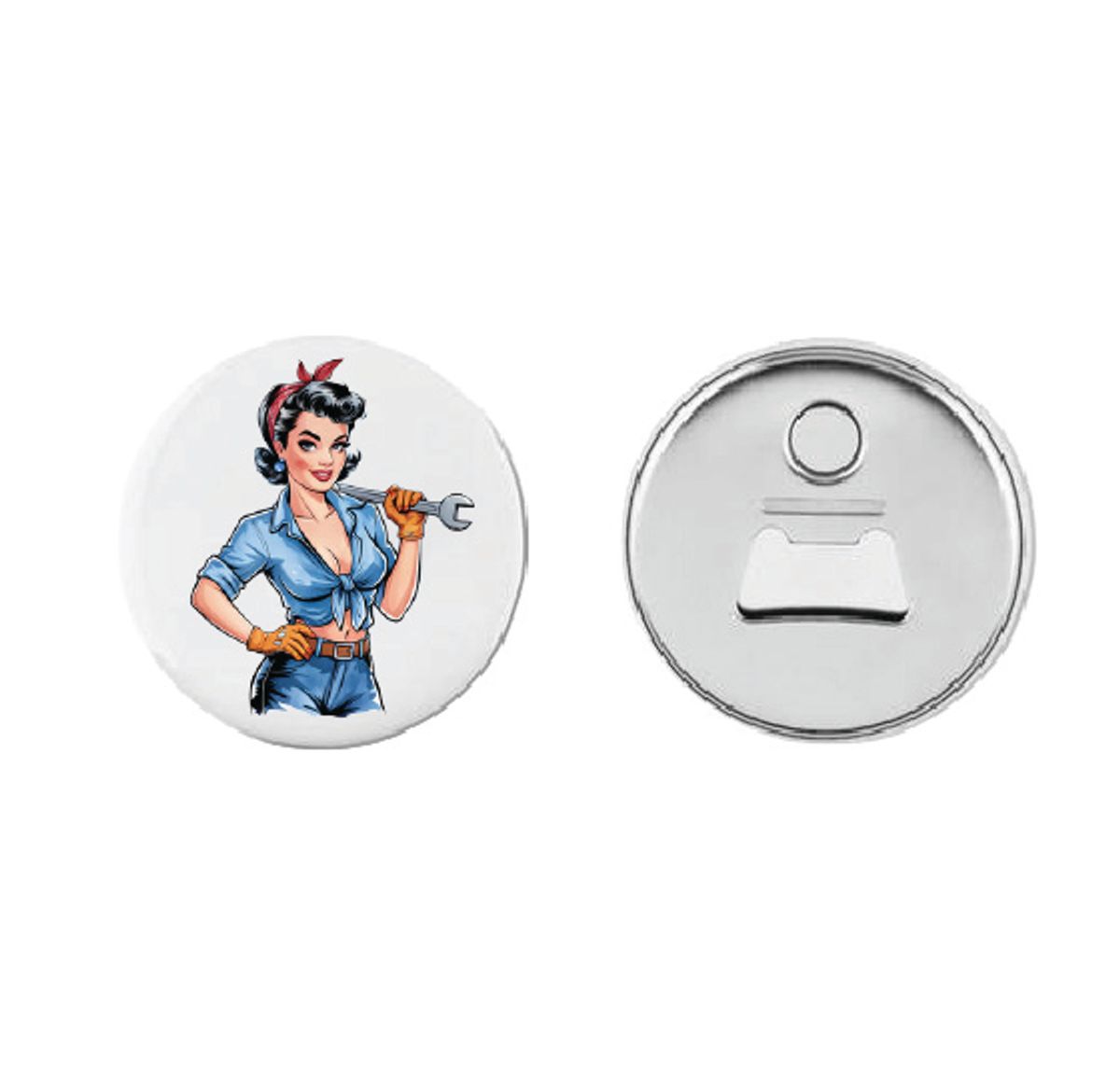 Pin Up Girl/m Fastnøkkel Button 55mm, Velg alternativ i menyen