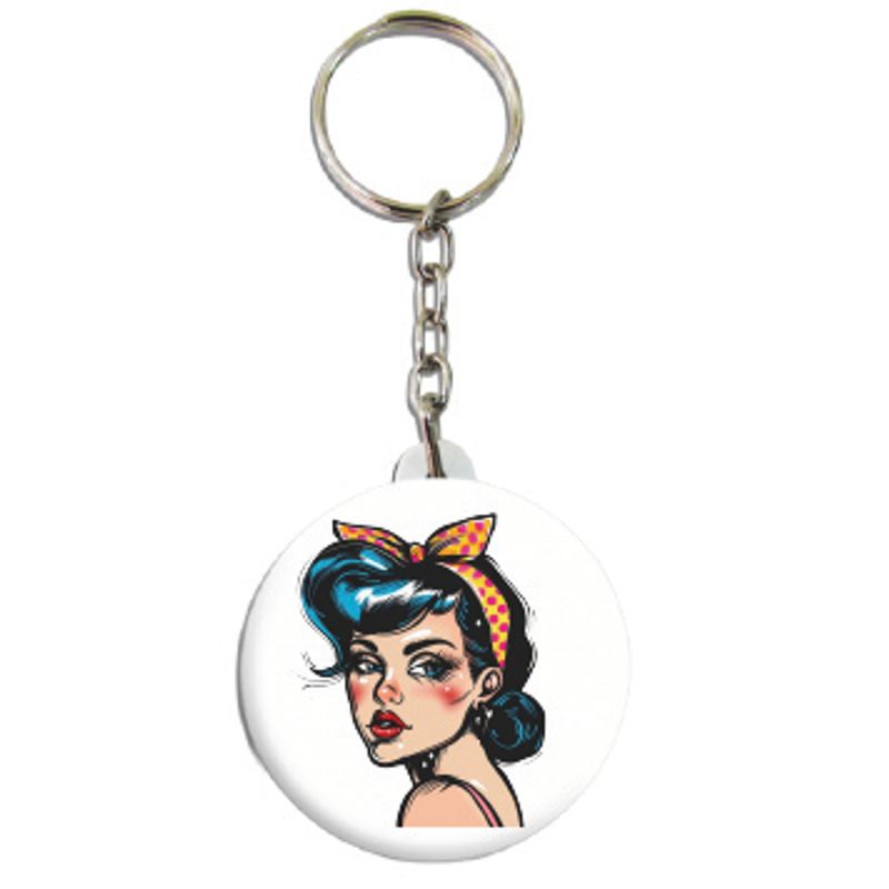 Pin Up M/Gult Skaut Button 55mm, Velg alternativ i menyen
